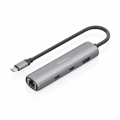Aisens ASUC-4P040-GR hub USB-C Ethernet Gigabit 2x USB-C 1x USB-A gris 15 cm
