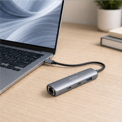 Aisens ASUC-4P040-GR hub USB-C Ethernet Gigabit
