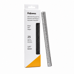 Fellowes 8 mm Black Metal Binding Spines, 100 Pack