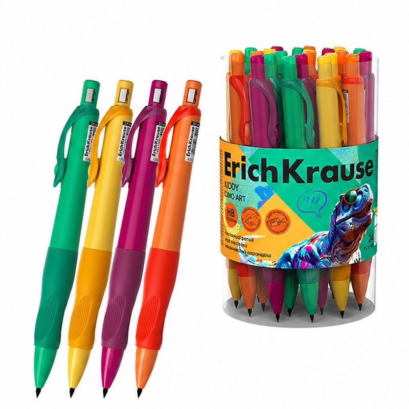 ErichKrause Kiddy Dino Art 2.0 mm HB Mechanical Pencil, 24-pack tube