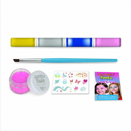 Kit de maquillage liquide Alpino Fiesta Festival, 4 couleurs, pinceau et guide