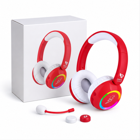 Casque Bluetooth Redlox Magnet rouge et blanc