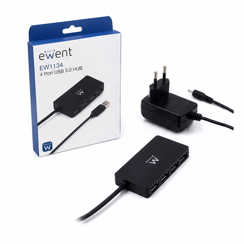 Hub USB Ewent EW1134 4 ports USB 3.2 Gen1 noir