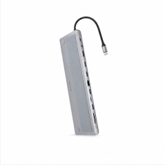 Nanocable Hub USB-C 3.1 11 en 1, gris, 18 cm