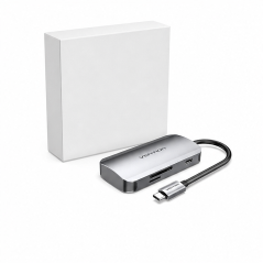 Hub USB-C 6-en-1 Vention gris 0,15 m