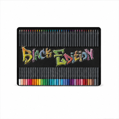 Faber-Castell Black Edition crayons de couleur, boîte métal de 36