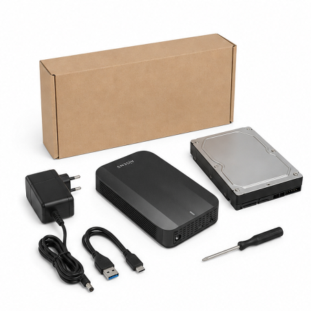 Aisens boîtier externe 3,5" SATA USB-C noir