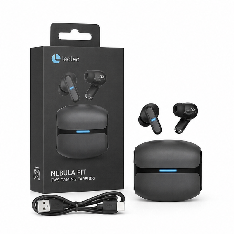 Leotec Nebula Fit TWS Gaming Earbuds, Black