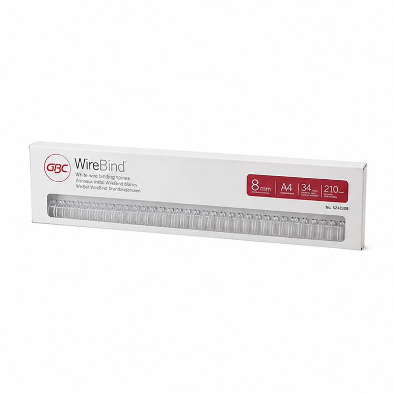 Spirales métal GBC WireBind 8 mm blanches - lot de 100