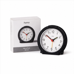 Hama Classic Black Analog Alarm Clock, Quiet