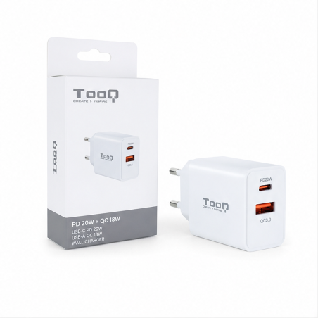 Chargeur mural Tooq USB-C PD 20 W, blanc