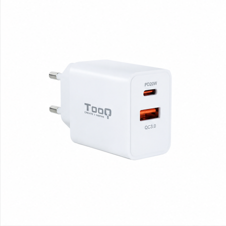 Chargeur mural Tooq USB-C PD 20 W et USB-A QC 18 W