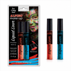 Alpino pack of 2 liquid makeup in blue and red