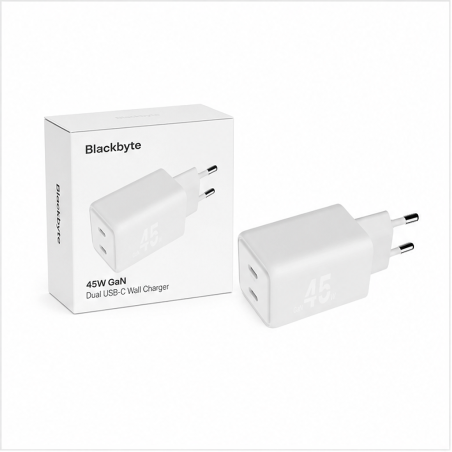 Blackbyte 45W GaN Dual USB-C Charger White