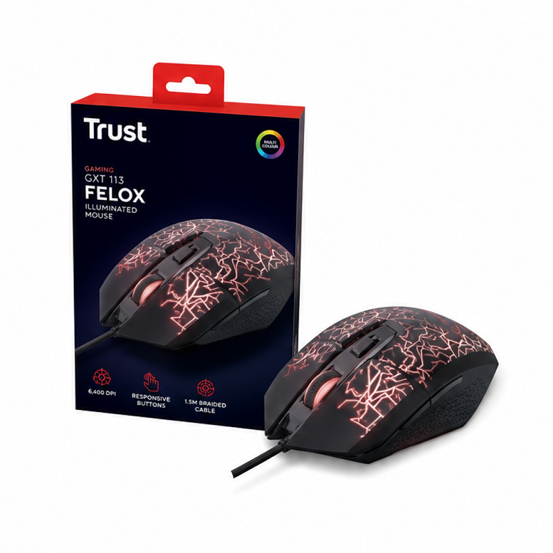 Trust GXT 113 Felox gaming mouse, 6 buttons, 6400 dpi, black Trust GXT 113 Felox gaming mouse, 6 buttons, 6400 dpi, black