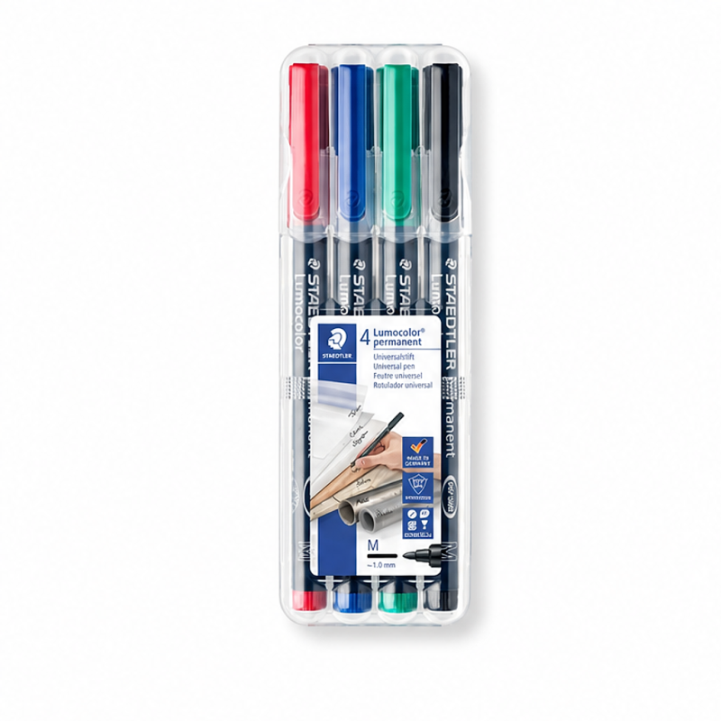 Staedtler Lumocolor 317 permanent markers, 4-pack, assorted colours