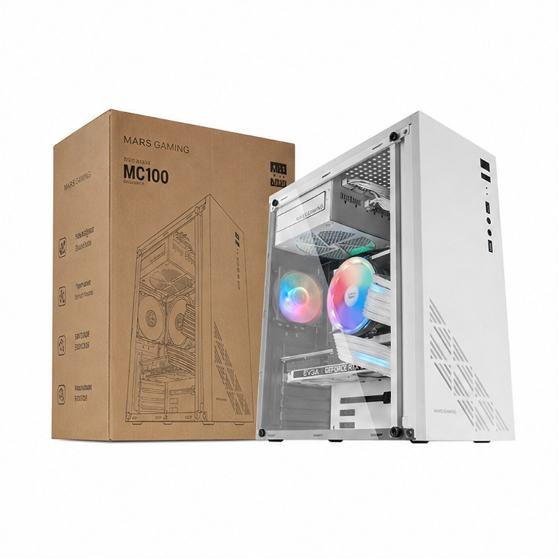 Boîtier PC Mars Gaming MC100 blanc