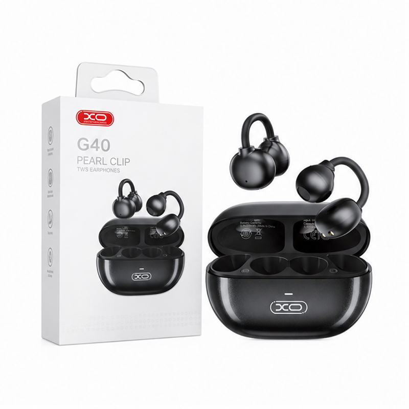 XO G40 Pearl Clip TWS Earbuds Bluetooth 5.3 Black