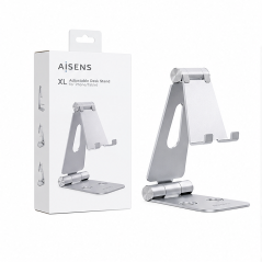 Support Aisens XL réglable smartphone/tablette, argent