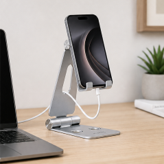 Support Aisens XL réglable smartphone/tablette, argent