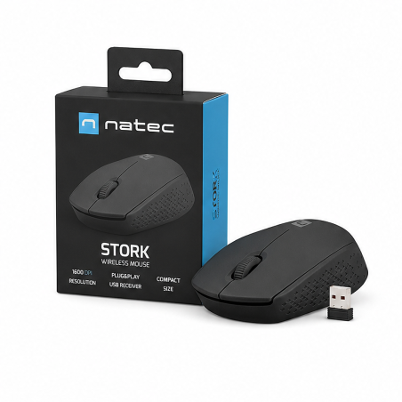 Natec Stork Souris sans fil noire 1600 DPI