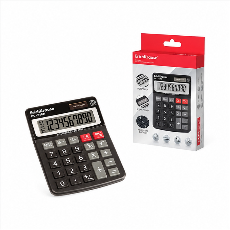 Calculatrice de bureau ErichKrause DC-310N, noire