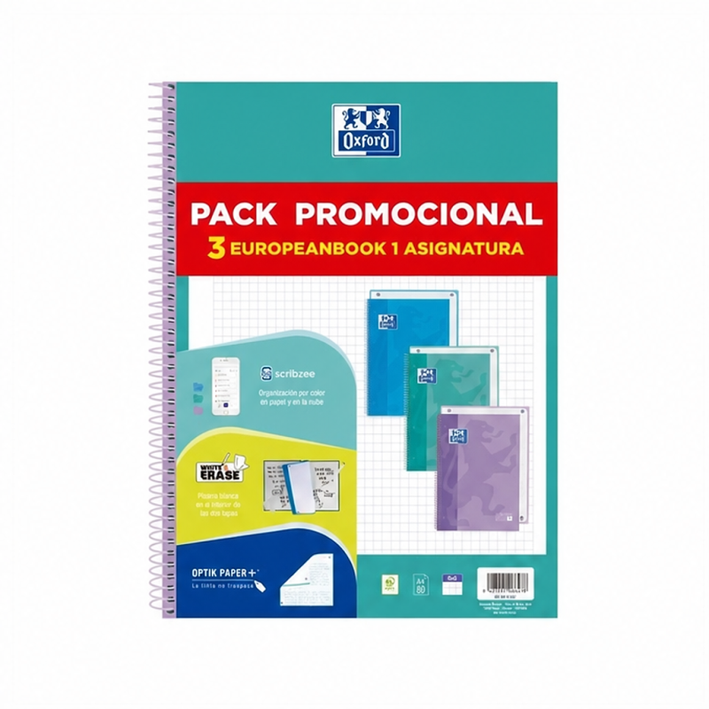 Oxford Europeanbook 1 Touch A4+ spiral notebook pack of 3