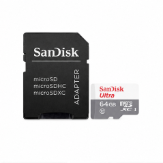 Carte mémoire SanDisk Ultra microSDXC 64 Go UHS-I U1 Classe 10 avec adaptateur SD