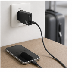 Aisens chargeur GaN ultra fin 30W 2x USB-C noir