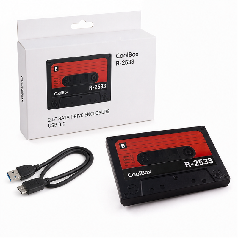 Boîtier externe Coolbox SlimChase R-2533 rétro USB 3.0 pour disque 2,5" SATA