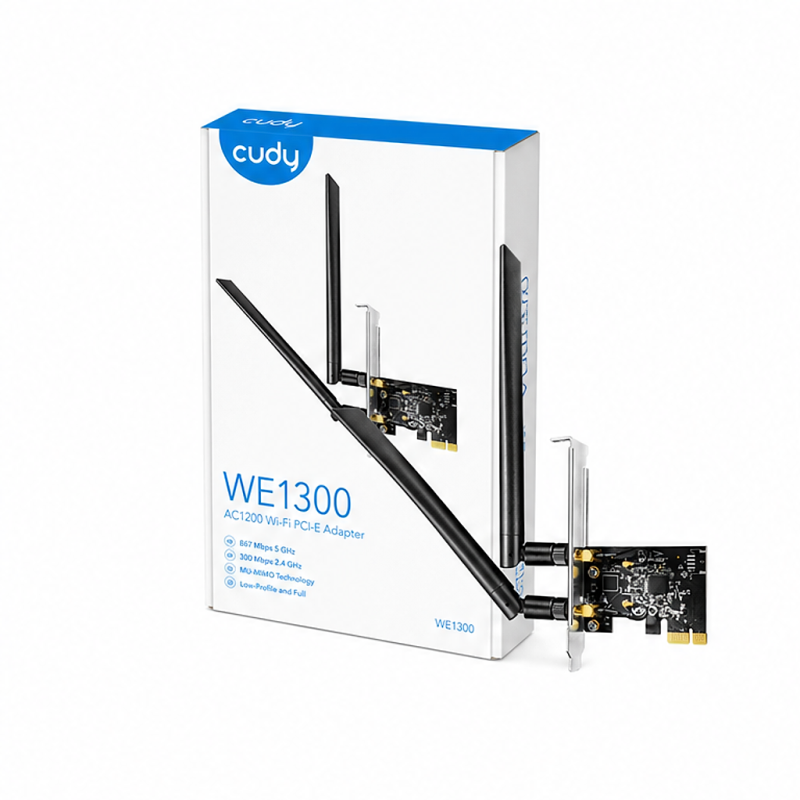 Cudy adaptateur PCI-E Wi-Fi AC1300 double bande WE1300