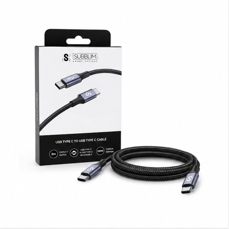 Câble USB-C Subblim Plus 100 W 2 m noir