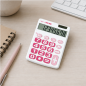 Milan Nata 8-digit desktop calculator in white and pink