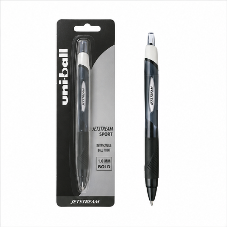 Stylo bille rétractable uni-ball JetStream Sport noir 1,0 mm - lot de 12