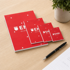 Enri Bloc de notes A5 80 feuilles 4x4 rouge - lot de 5