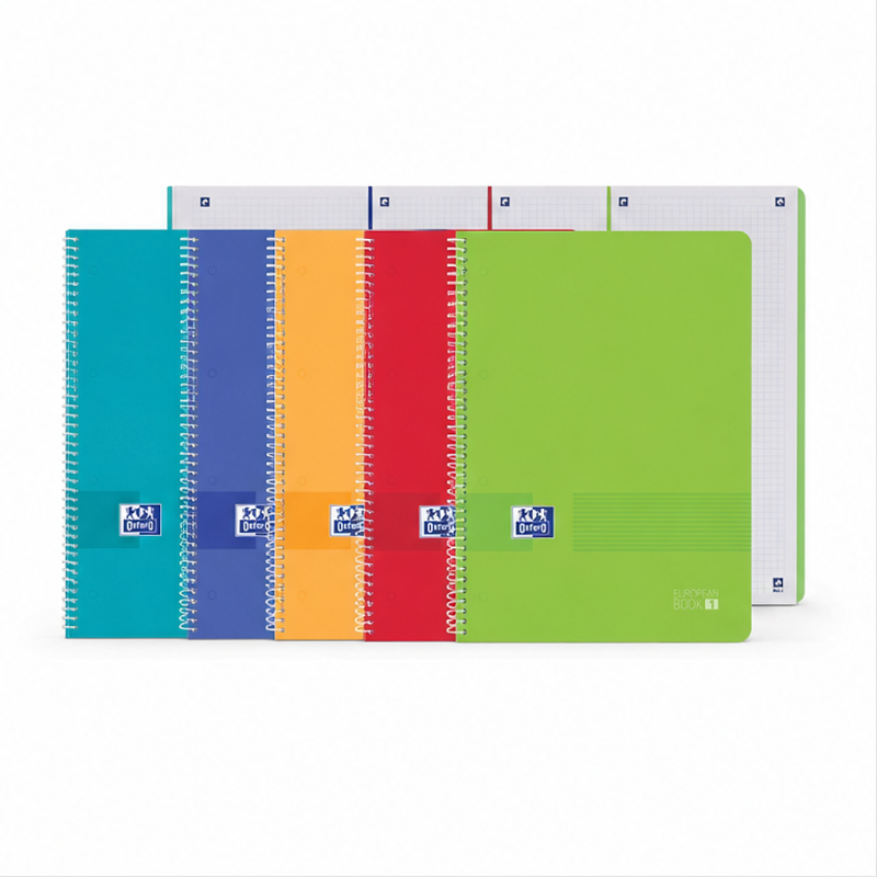 Oxford Live&Go Europeanbook 1 A4+ 5x5 80 feuilles - lot de 5