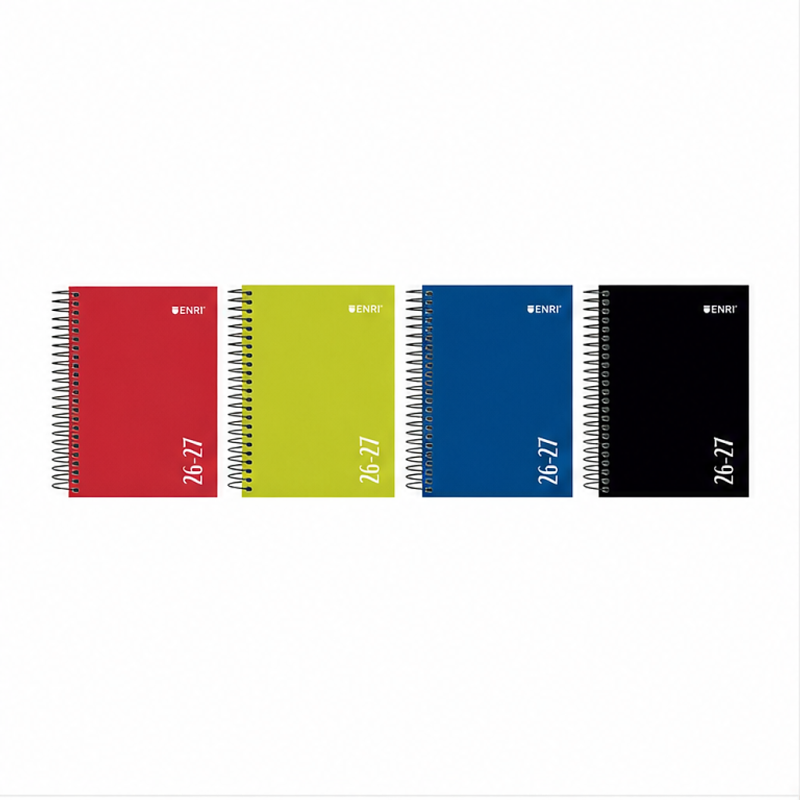 Enri school agenda with spiral, octavo format, day per page - pack of 5