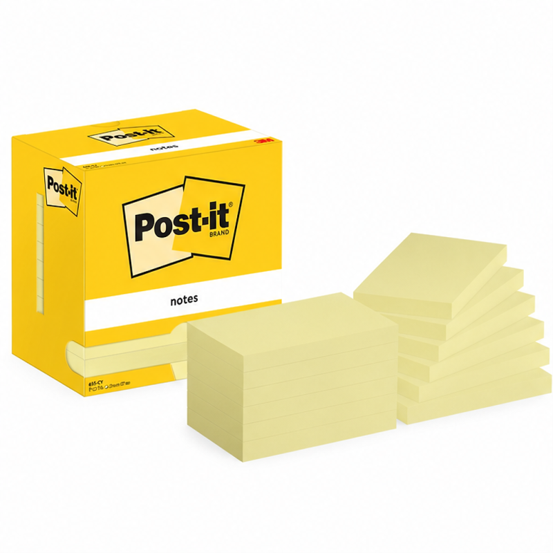 Post-it Notes Canary Yellow 76 x 127 mm, lot de 12 blocs