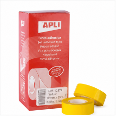 Apli yellow adhesive tape 19 mm x 33 m - pack of 8