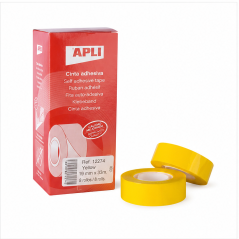 Apli yellow adhesive tape 19 mm x 33 m - pack of 8