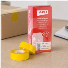 Apli yellow adhesive tape 19 mm x 33 m - pack of 8