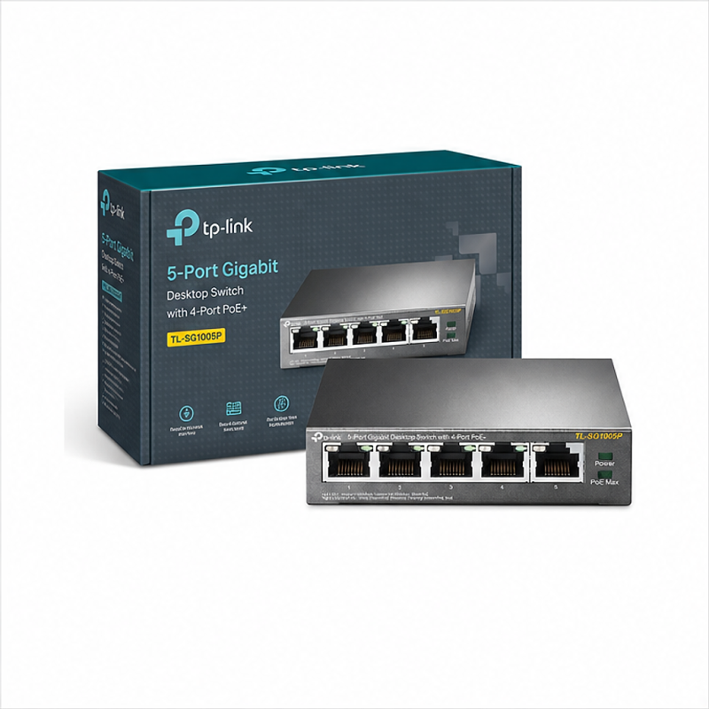 TP-Link TL-SG1005P 5-Port Gigabit Desktop Switch with 4-Port PoE+