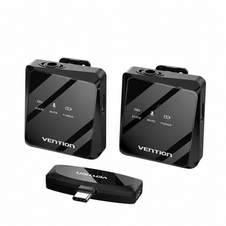Vention Microphones cravate sans fil USB-C, lot de 2, noir