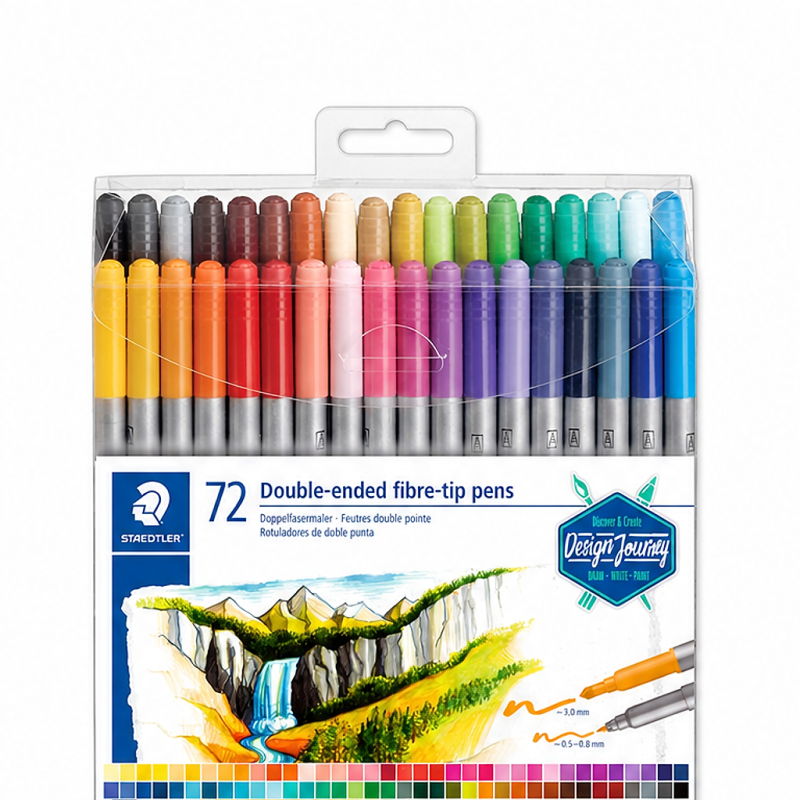 Staedtler 3200 lot de 72 feutres double pointe, couleurs assorties