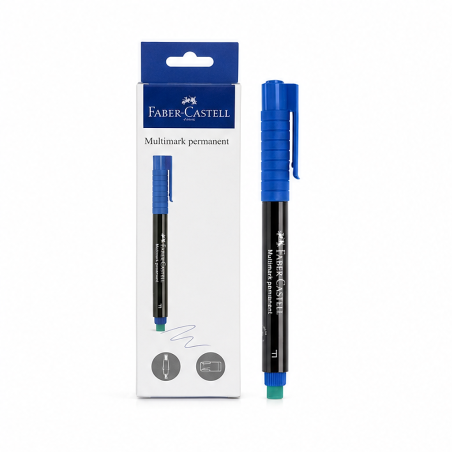 Faber-Castell Multimark bleu F 0,6 mm avec gomme - lot de 10