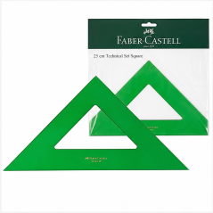 Faber-Castell 25 cm Technical Set Square Green - pack of 5