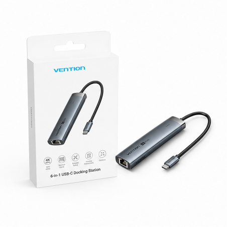 Station d’accueil Vention USB-C 6 en 1 gris 0,15 m