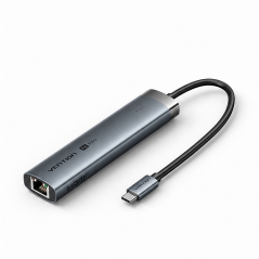 Vention 6-in-1 USB-C Dock Gray 0.15 m, 100W PD