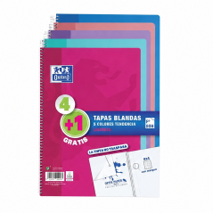 Oxford Folio 4x4 mm spiral notebooks pack 4+1
