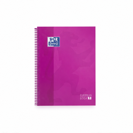 Oxford Europeanbook 1 cahier spirale A4+ quadrillé 5 x 5 mm fuchsia